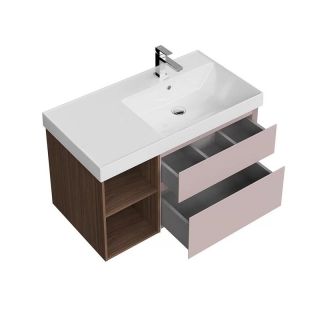 Тумба под раковину Kerama Marazzi Cubo CUB.90.2Rh\MAL.N правая 90 см розовый матовый/структурированный орех